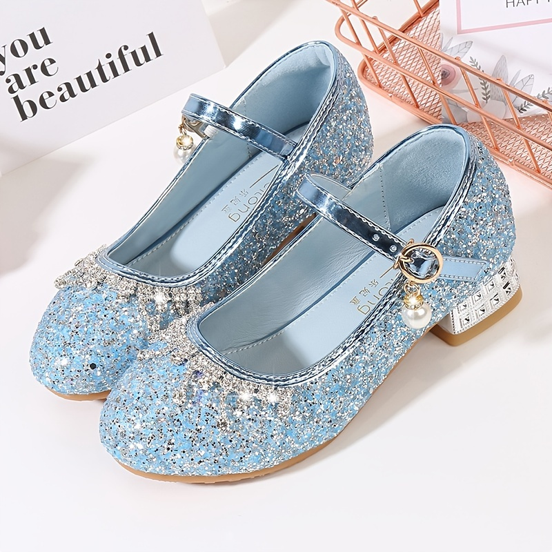 Children's Princess Shoes Girls Leather Shoes High-heeled Little Girl Crystal Shoes For Dress Catwalk Piano Performance