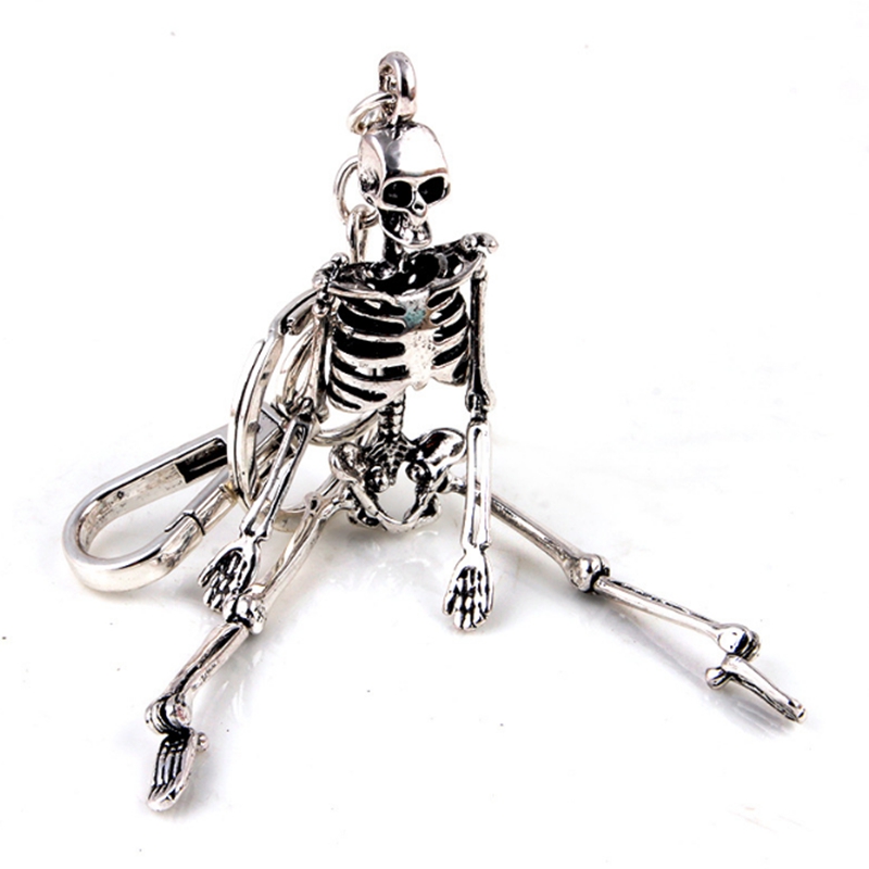 Sterling Silver Skeleton Hand Skull Key Chain