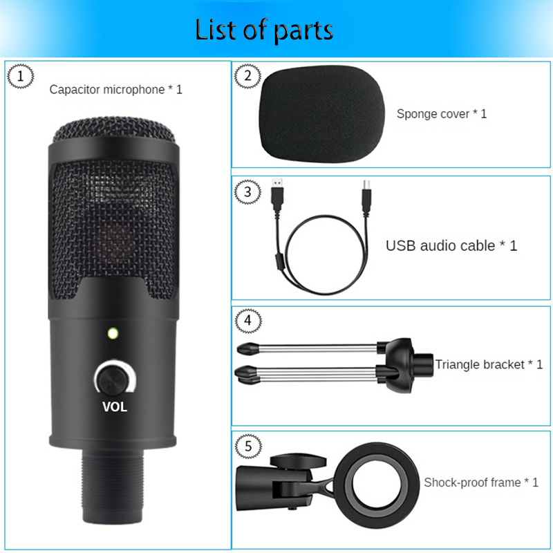 Microphone à condensateur en métal - FIFINE USB - K669B - vert