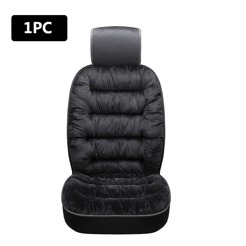 TOHAYIE Plush Car seat cushion black suede Striped cushion Automotive  interior front row a complete set Car SUV general Car seat cover