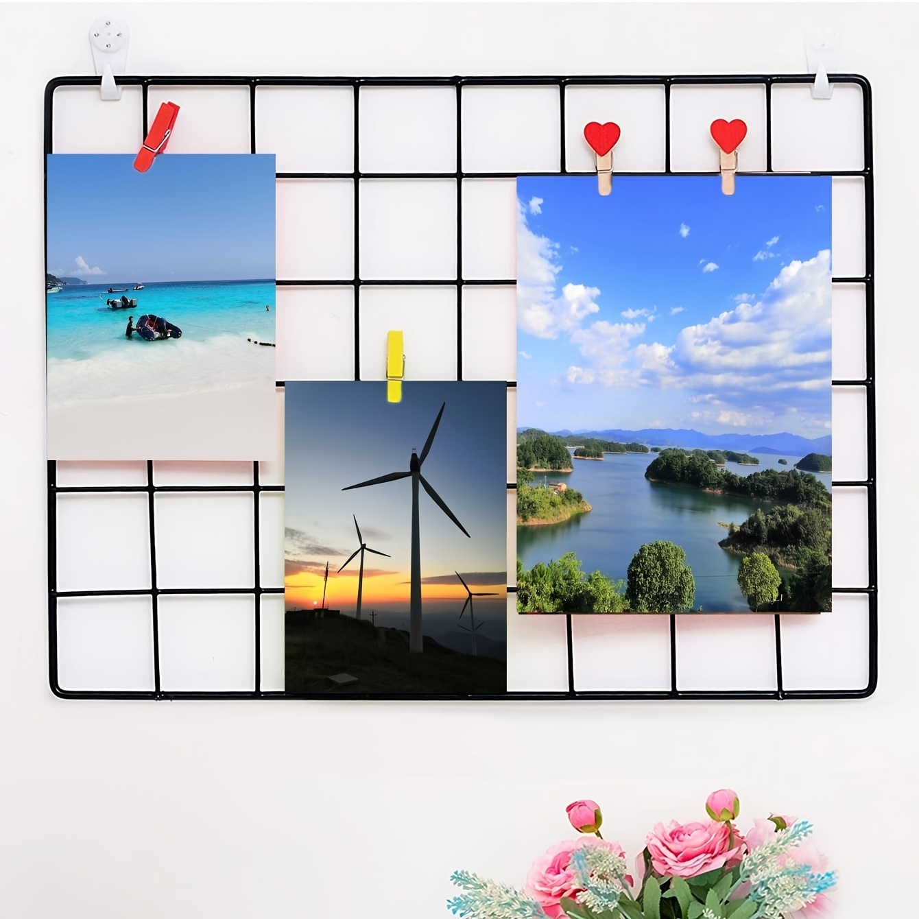 

1pc Wall Grid Panel For Photo Display, Wall Hanging Rack, Wire Wall Grid Panel, Metal Wall Storage Organizer 40x30cm/16x12inch
