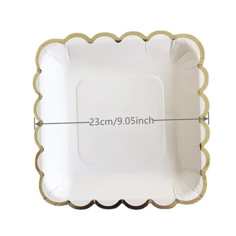 Foil Stamping White Disposable Paper Plate Birthday Cake - Temu