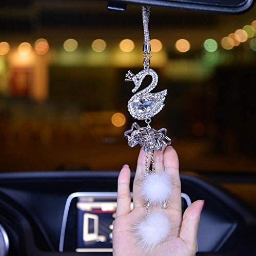 1pc Bling Crystal Swan Car Pendant, Car Rearview Mirror Hanging Ornament  Swan Pendant For Car Decoration Accessories Gift