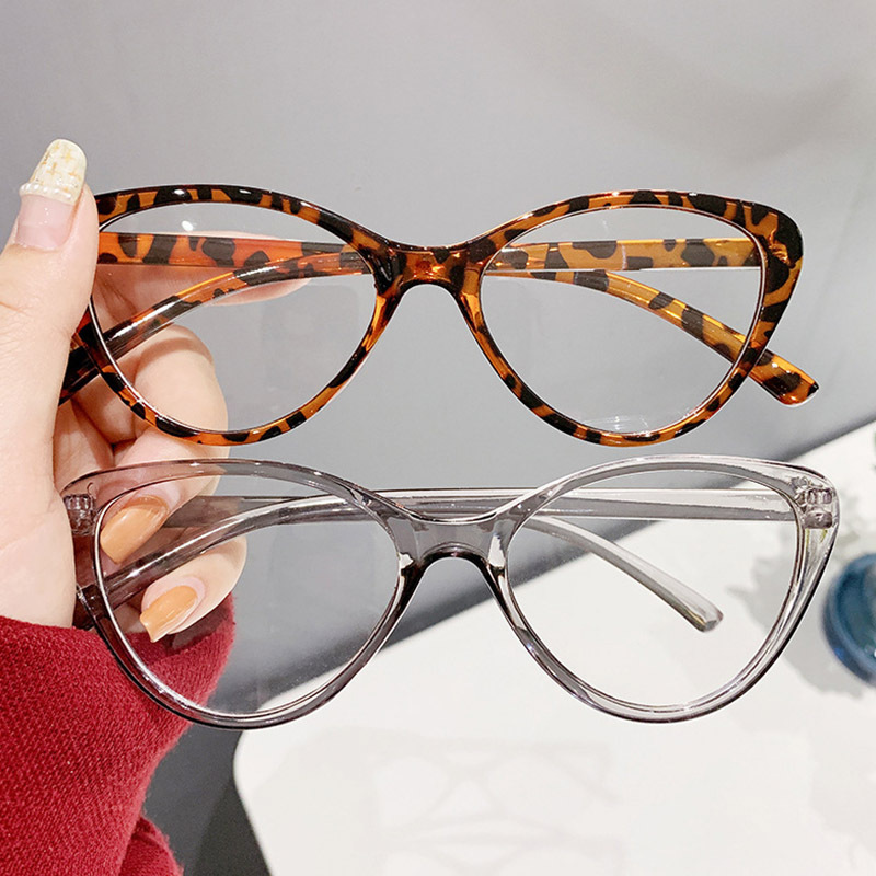 Cat Eye Clear Lens Glasses For Women Men Vintage Leopard Eyeglasses Anti  Blue Light Eyewear