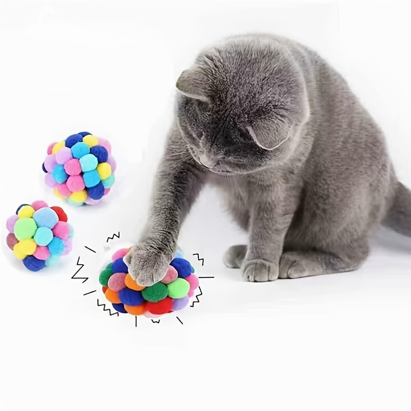 

Brighten Up Your Cat's Day With Colorful Pom Pom Balls - High Quality Pet Toy!