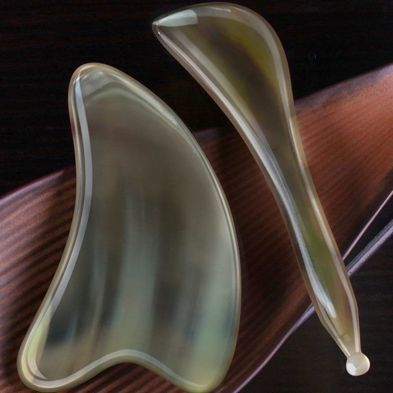 Natural OX Horn Gua Sha Board & Face Lift Massage Stick Set