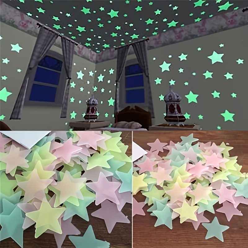 

100 Pcs Luminous Star Stickers, Wall Stickers For Bedroom, Living Room, Bedroom Ceiling Decor