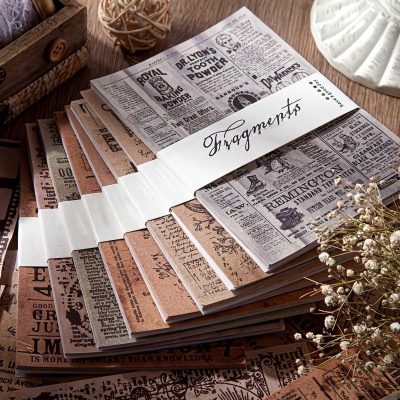 Material Paper Memory Fragments Series Retro Pocket Material Decorative  Pocket Newspaper Collage Non-self-adhesive Scrapbook Label Diary Stationery  Album Telephone Journal Planner - Temu