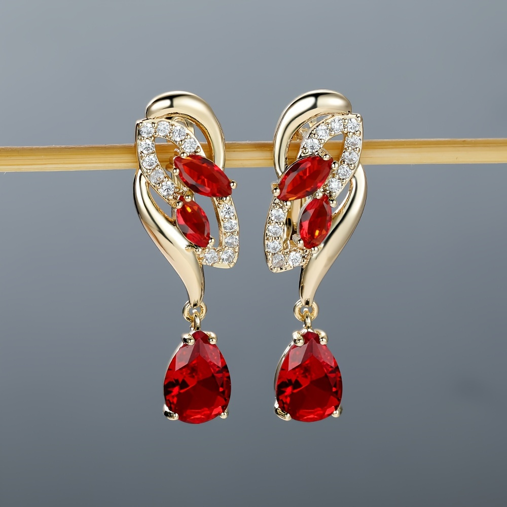 

Romantic Crystal Dangle Earrings Water Cut Zircon Women Birthstone Party Earrings Jewelry Gifts