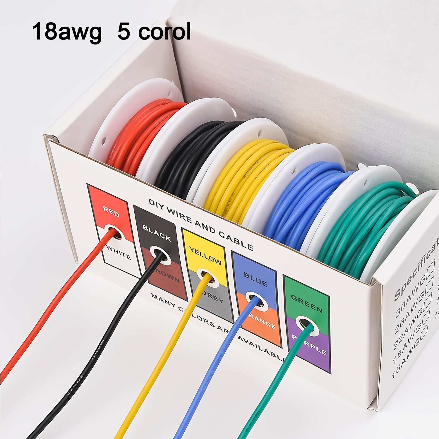Fermerry 18 AWG Stranded Wire Spool 25ft Each 6 Colors Flexible 18 Gauge  Silicone Hook up Wire Kit Electrical Tinned Copper Wire