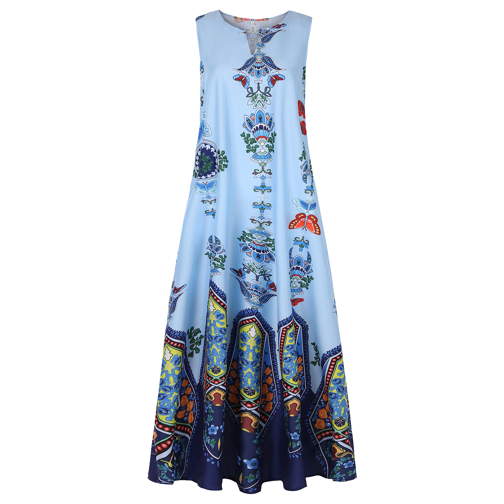 Plus Size Graphic Print Notched Neck Tank Maxi Dress With Pockets ...