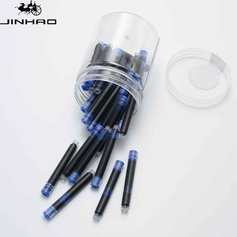 100 Pieces Blue Black Pen Ink Cartridge Fountain Pen Cartridges Refillable Fountain Pen Cartridge, 3.4 mm Bore Diameter