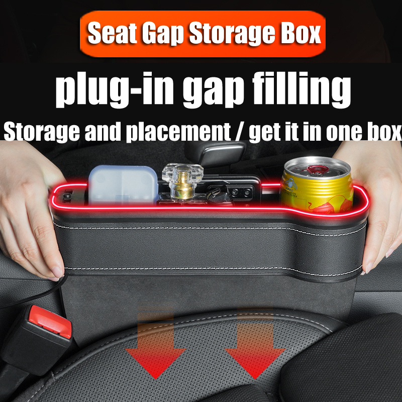 Car Storage Box, Car Seat Gap Filler Organizer Car Water Cup Holder  Universal Fit Multifunctional USB Charger Phone Holder Car Accessories