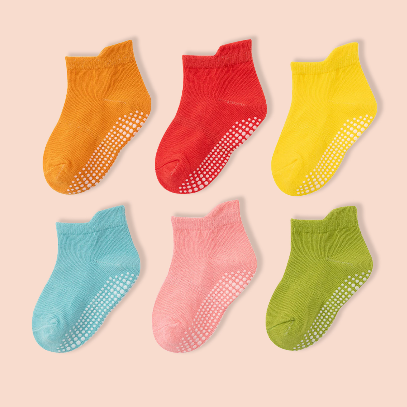 6pairs Non Slip Grip Ankle Boys And Girls Socks For Baby Toddlers And Kids