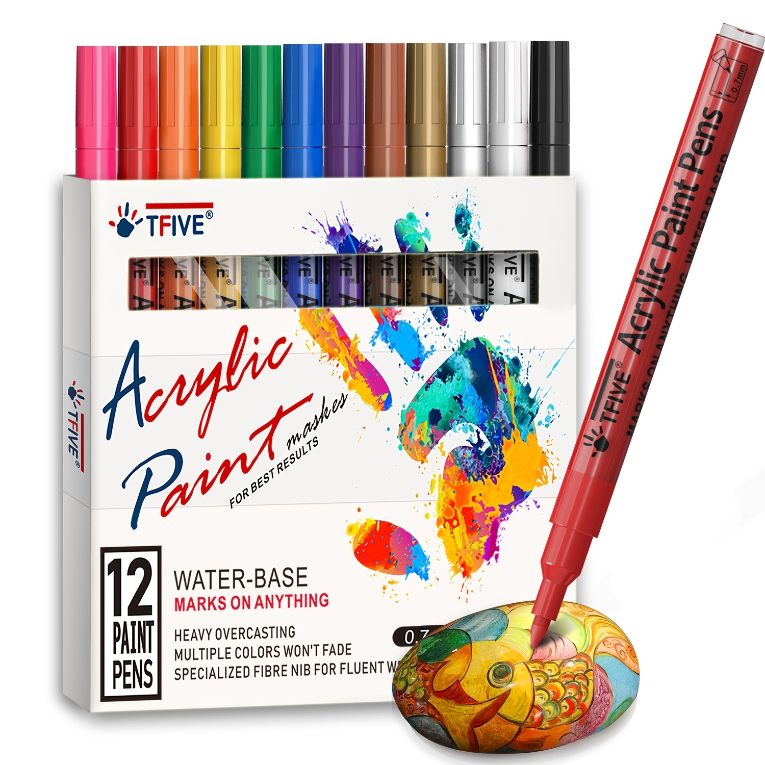 Zeagro Paint Marker Pens Case de 12 couleurs, crayon marqueur, pour la  peinture sur verre, peinture sur tissu, peinture sur roche, céramique,  bois