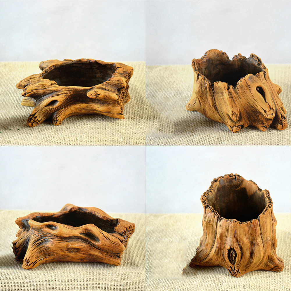 Imitation Tree Stump Plant Pot Flowerpot Garden Pots Temu