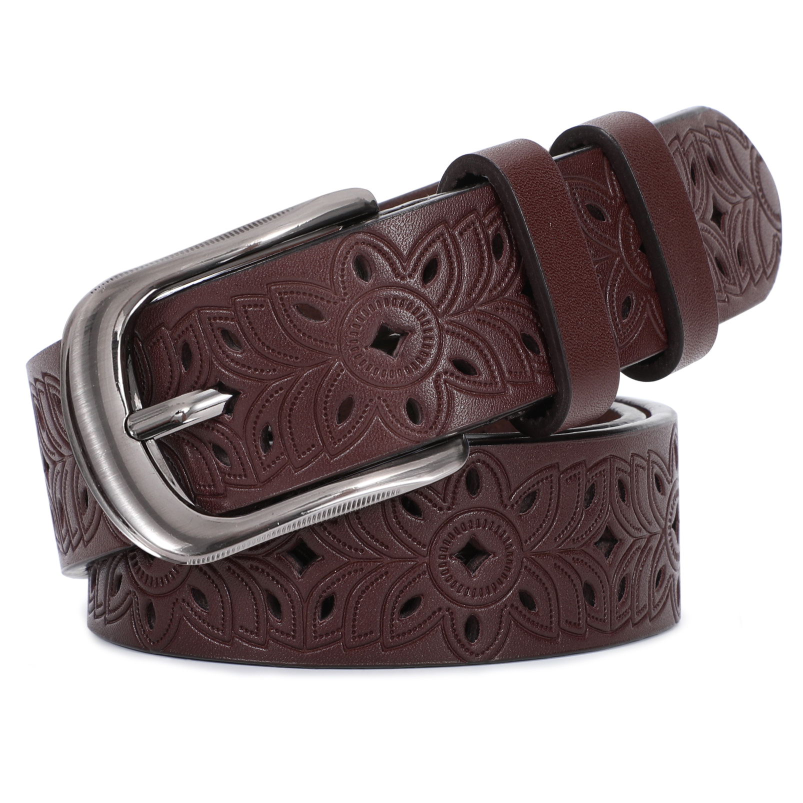 Wide Hollow Pu Leather Belt for Women with Pin Buckle