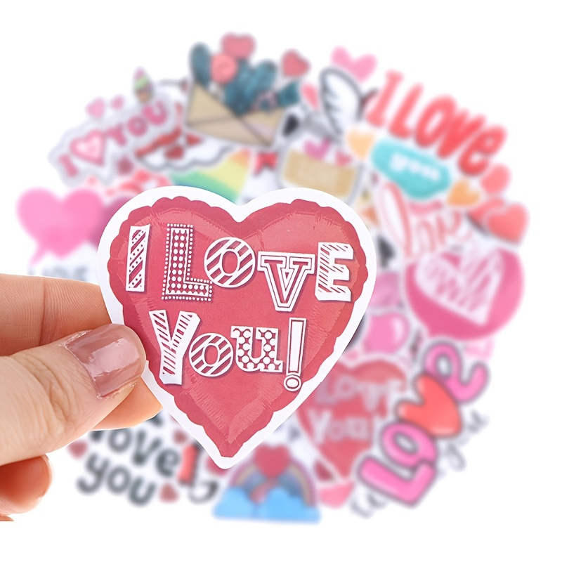 10/30/50/100pcs Laser Valentine Stickers Aesthetic I Love You