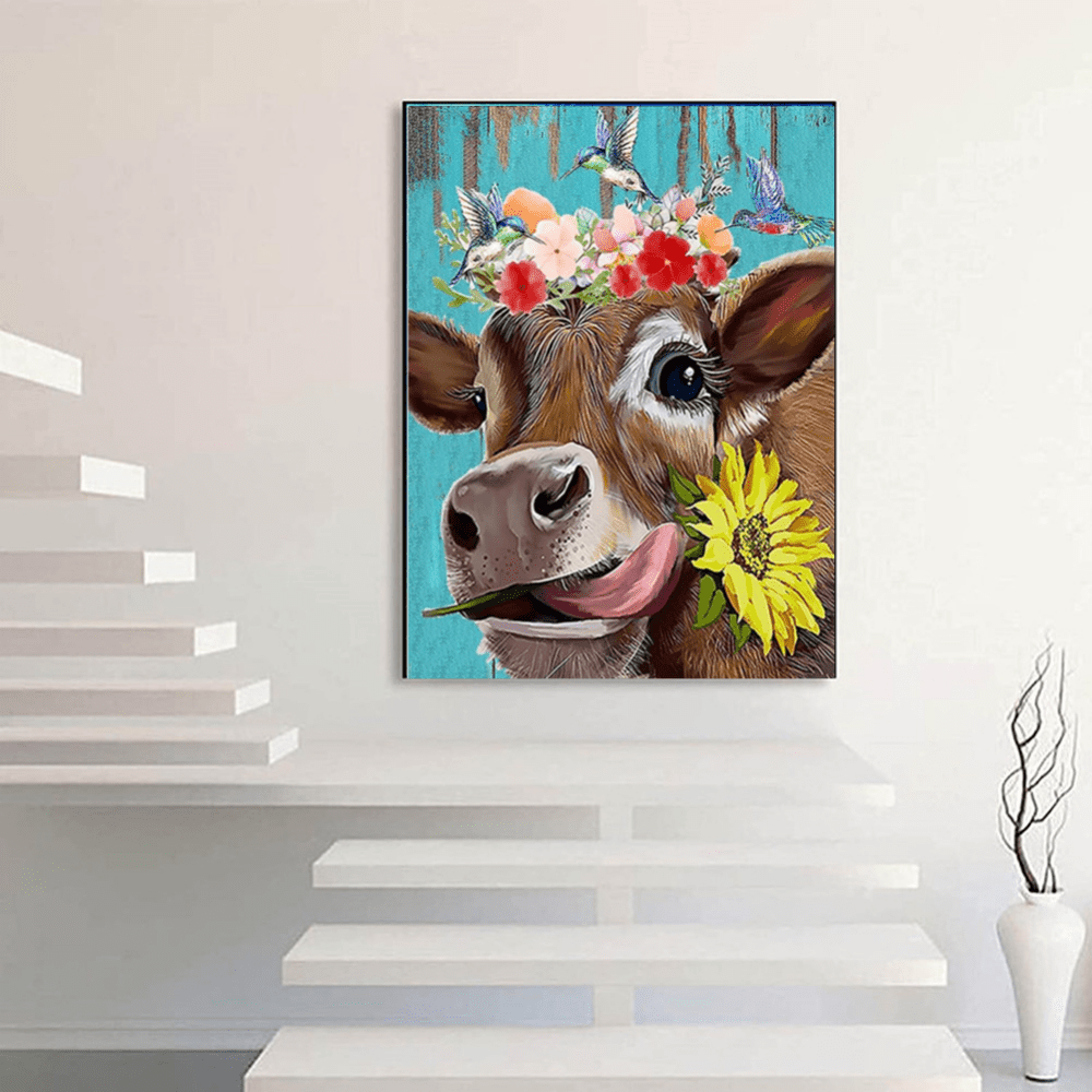 Septo 5D Diamond Painting Kits for Adults,Cow Diamond Art with Full Tools  Accessories,Diamond Painting by Number for Home Wall Decor(12x16inch)