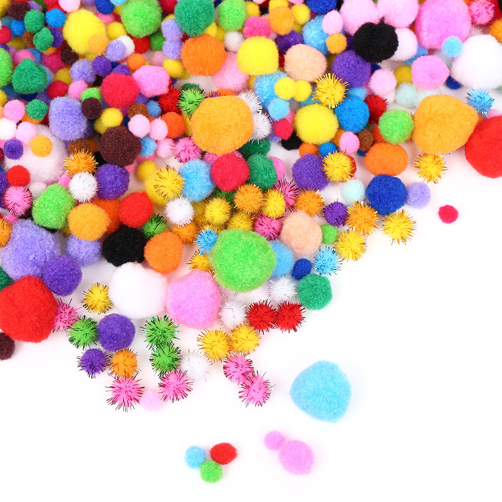130pcs Craft Pom Pom Balls,Multisize Bulk Pom Poms Arts Crafts Pompoms for  DIY Creative Crafts Decorations(Red+Blue+Yellow)