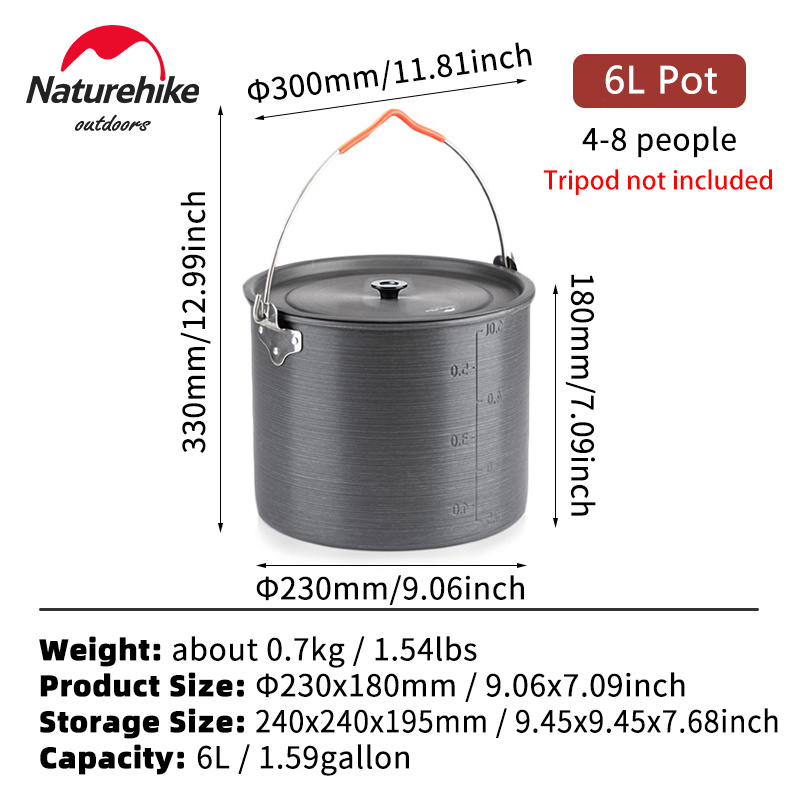 Naturehike Aluminum Camping Pot With Handle Lightweight - Temu