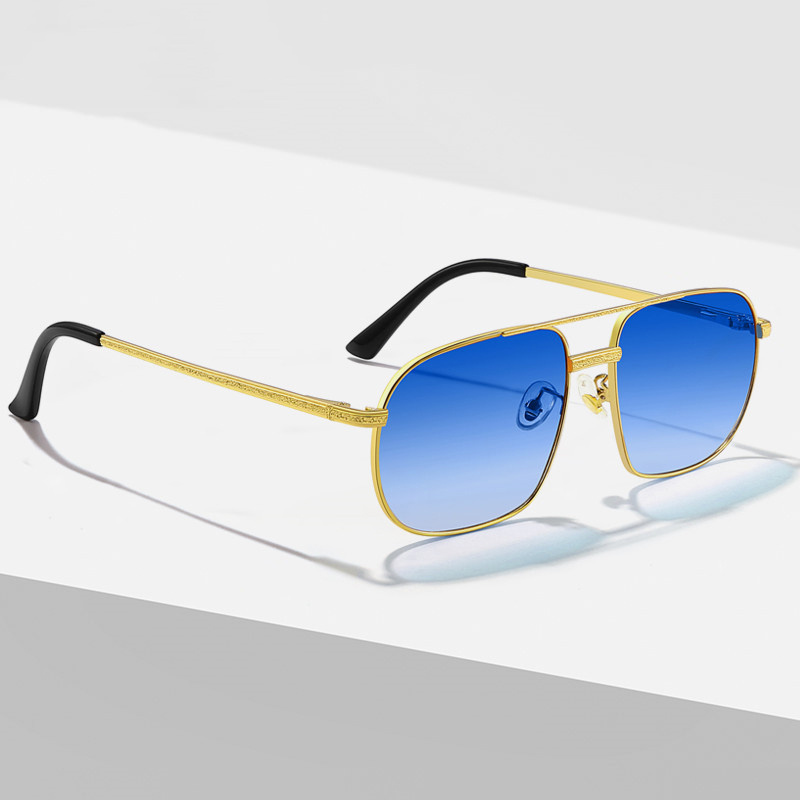 2023 New Pilot Men's Sunglasses Vintage Black Polygon Punk Sun Glasses For  Men Women High Quality Double Bridge Male Square Shade Uv400 - Temu
