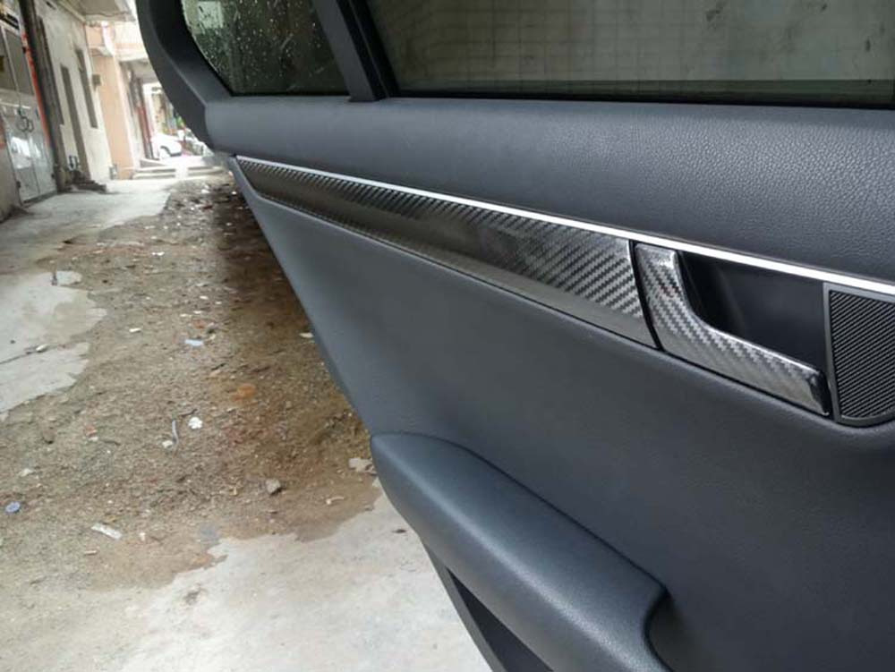 Pour Mercedes Benz Classe C W204 2011-2014 Panneau de commande central  intérieur Poignée de porte Autocollants en fibre de carbone 5D, accessoire  de
