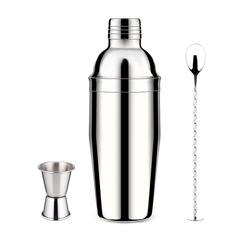 1set Cocktail Shaker 25oz 750ml Professional Margarita Mixer Drink Shaker  And Jigger Mixing Spoon Set Shake Jug Bar Spoon Rolled Edge Measuring Cup  For Home Bar Bartender - Home & Kitchen - Temu