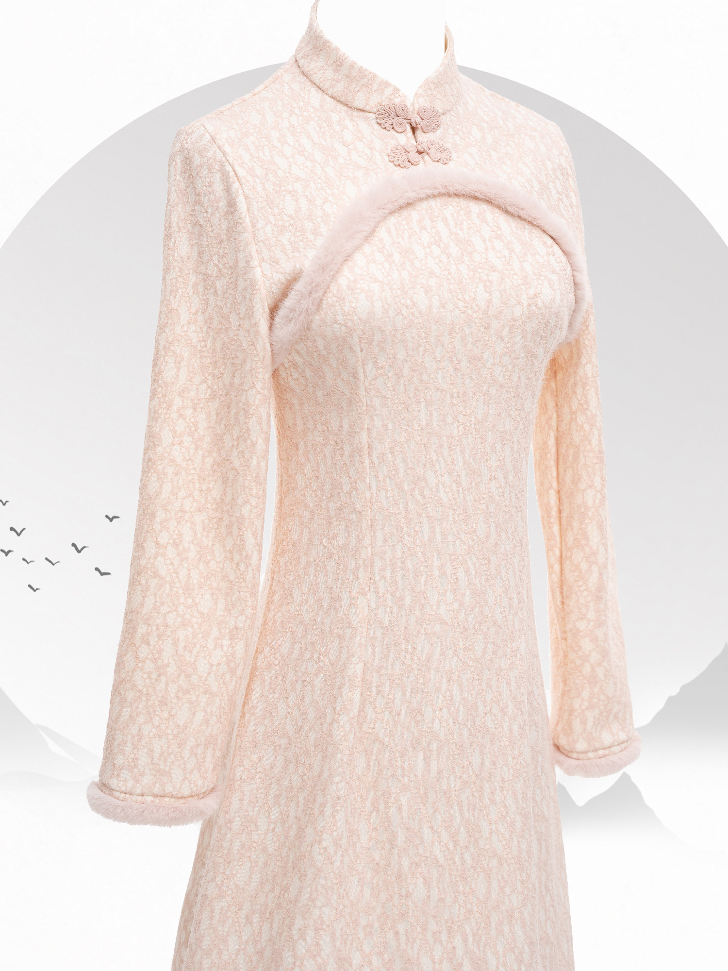 Vintage Chinese Style Velvet Solid Cheongsam Qipao Solid Elegant High