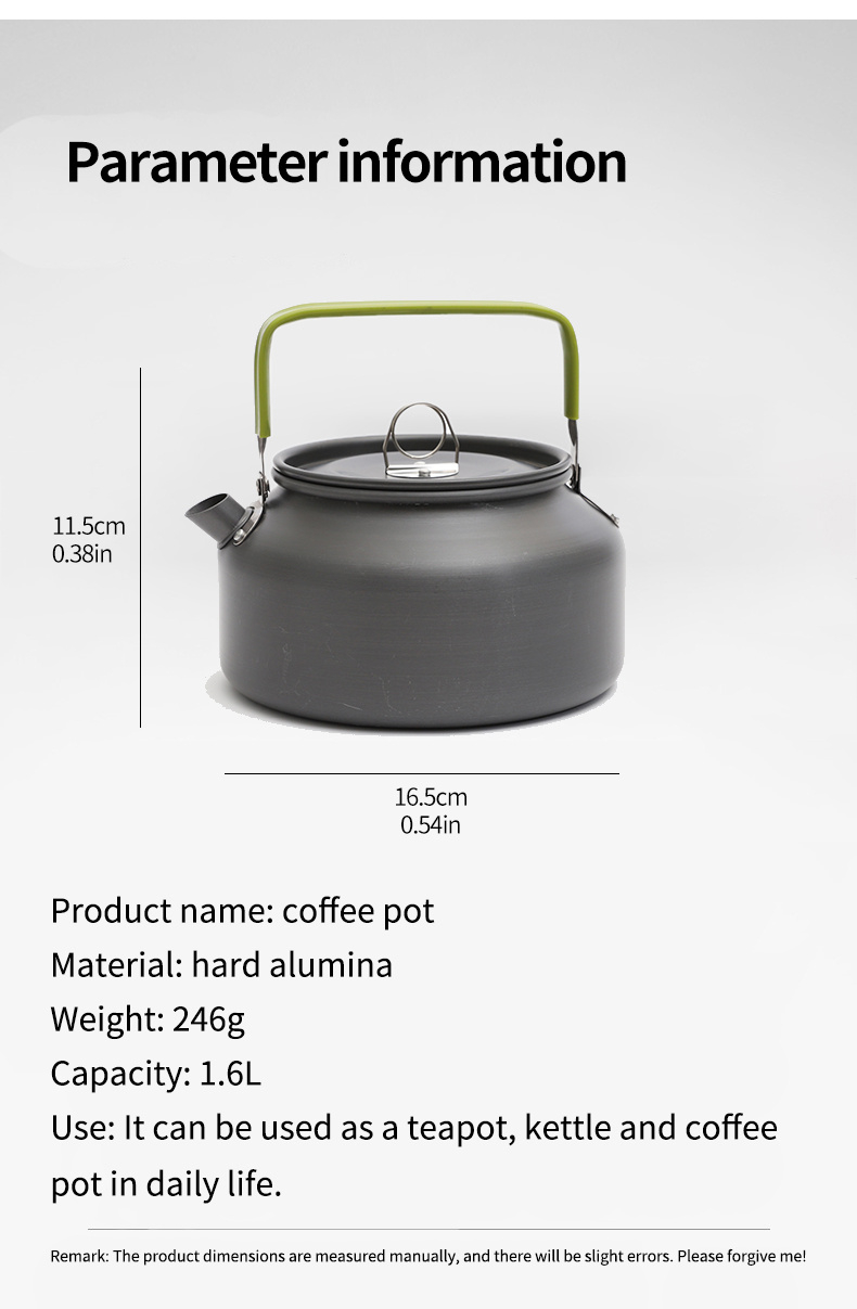 1pc 1 6l outdoor camping coffee pot portable teapot boiling kettle details 9