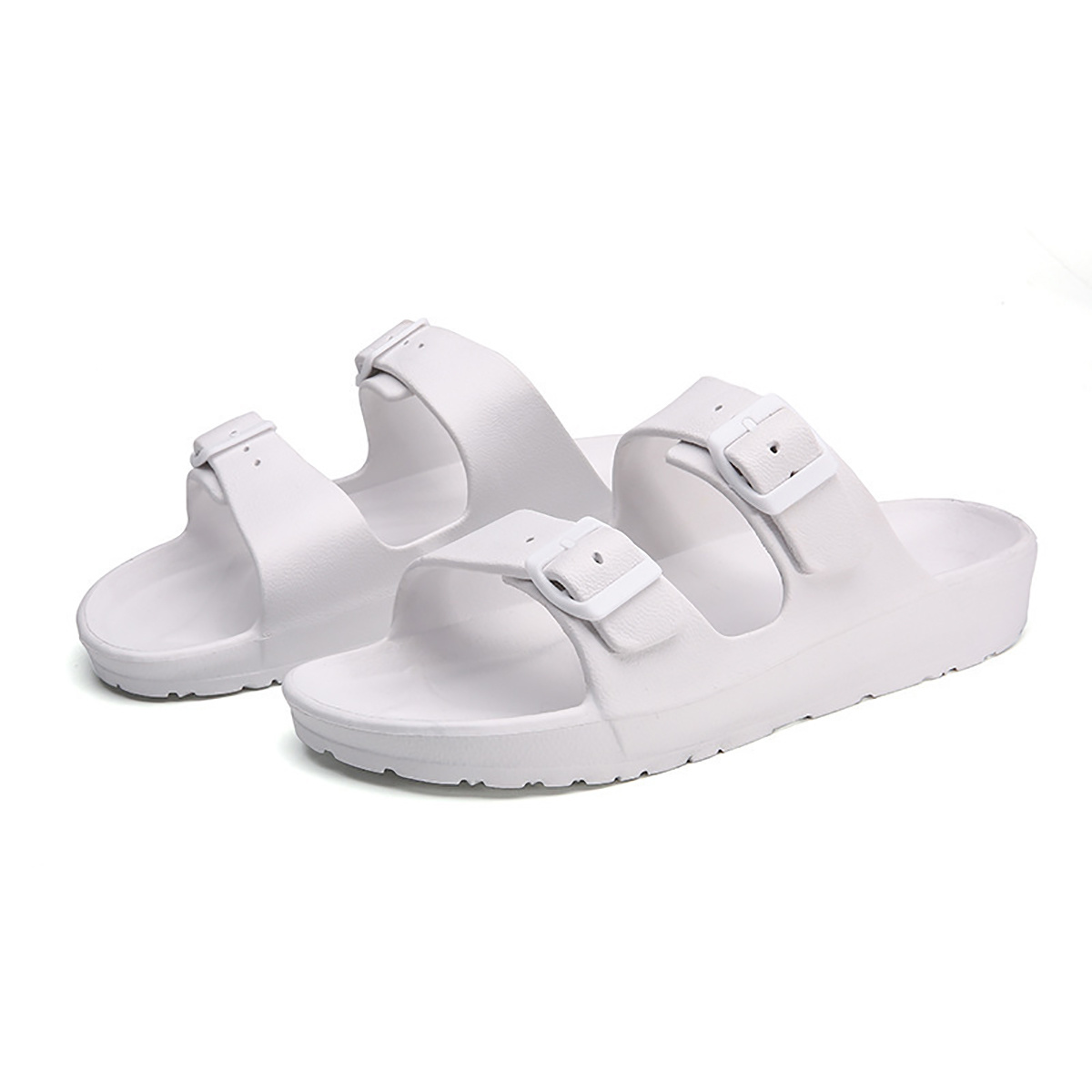  H2K Women's EVA Slide Sandals with Adjustable Buckles (White,  7)