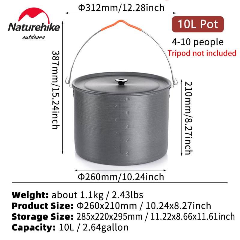 Naturehike Aluminum Camping Pot With Handle Lightweight - Temu