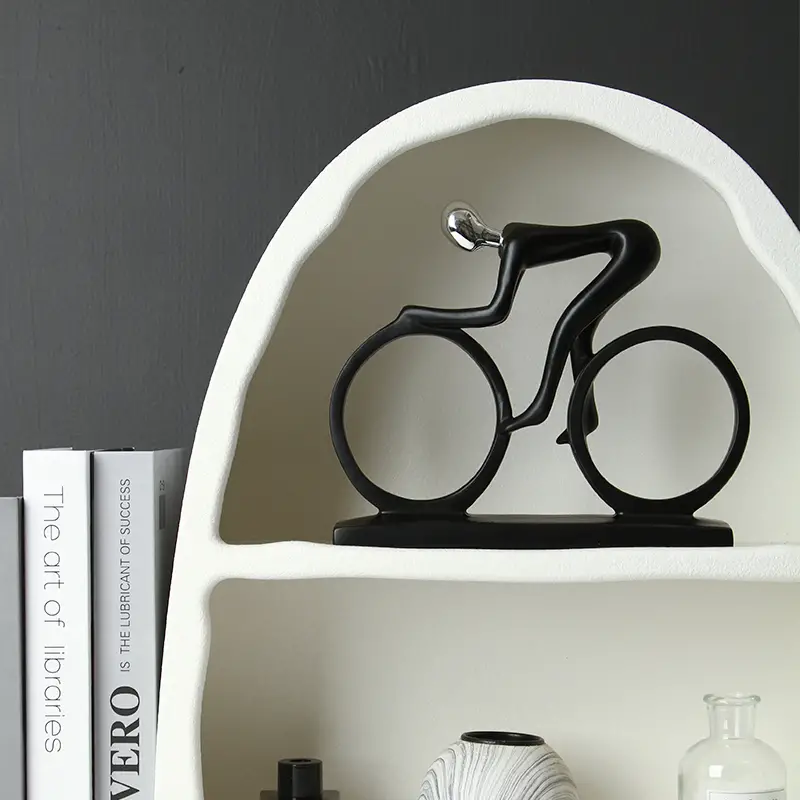 1pc Abstract Cycling Figure Resin Craft Ornament Creative Home Decoration Black