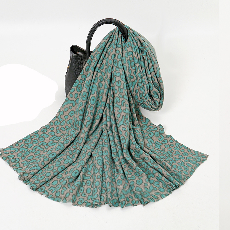 Leopard Print Short Tassel Scarf Warm Shawl