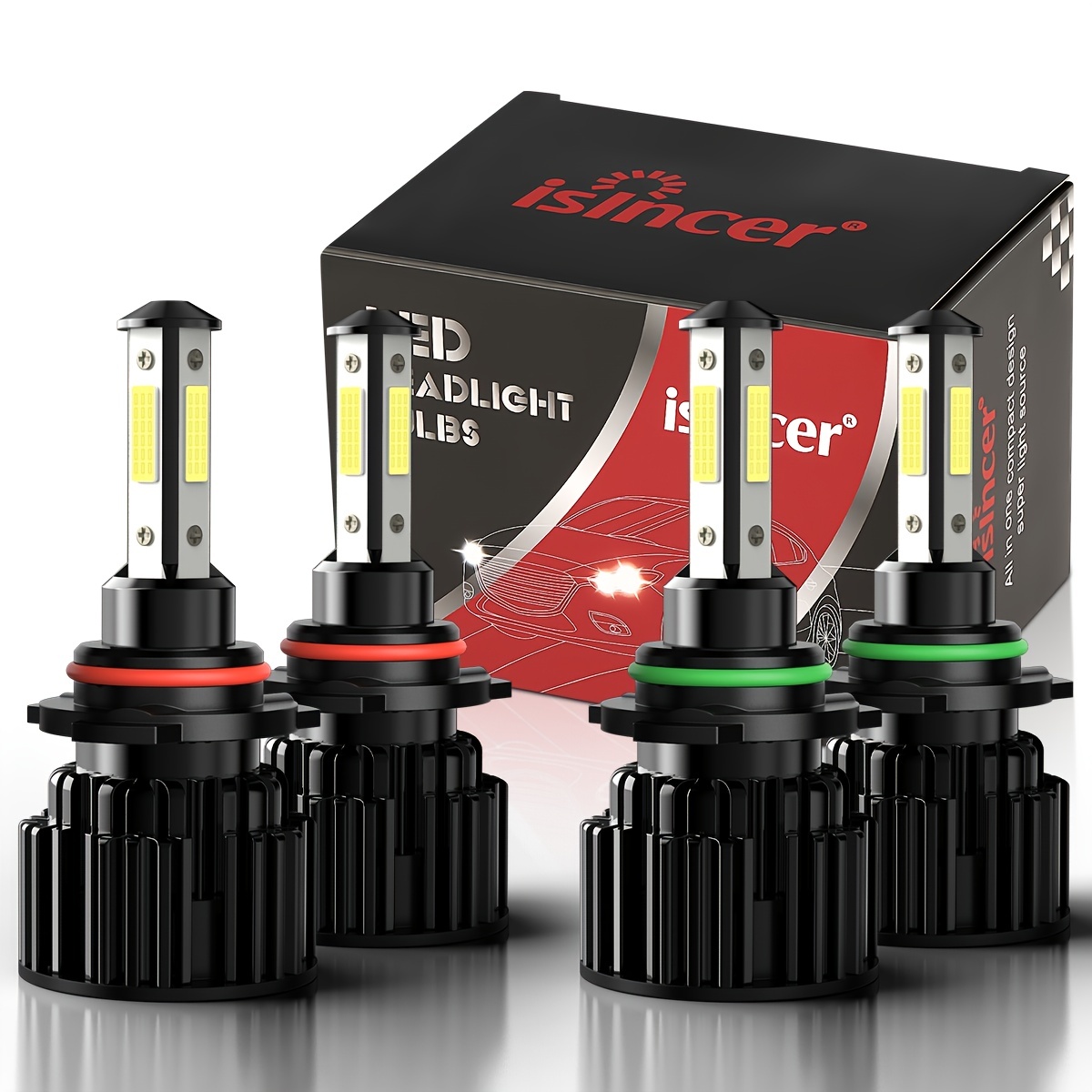 Lot de 4 ampoules LED H1 6000 K en blanc, utilisables en feux de