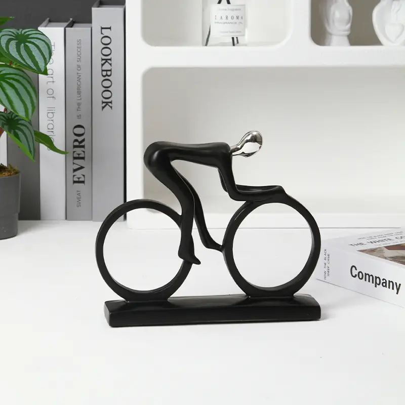 1pc Abstract Cycling Figure Resin Craft Ornament Creative Home Decoration Black
