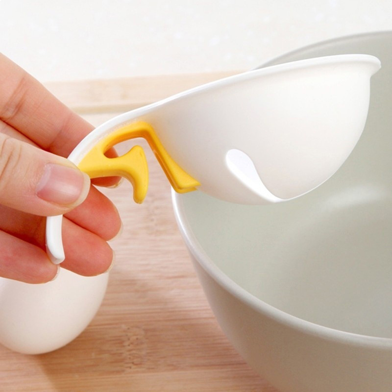 Image of 1pc, Egg Yolk Separator Divider Holder, White Plastic Egg White Filter, Household Eggs Tool, Cooking Baking Tool, Kitchen Gadget