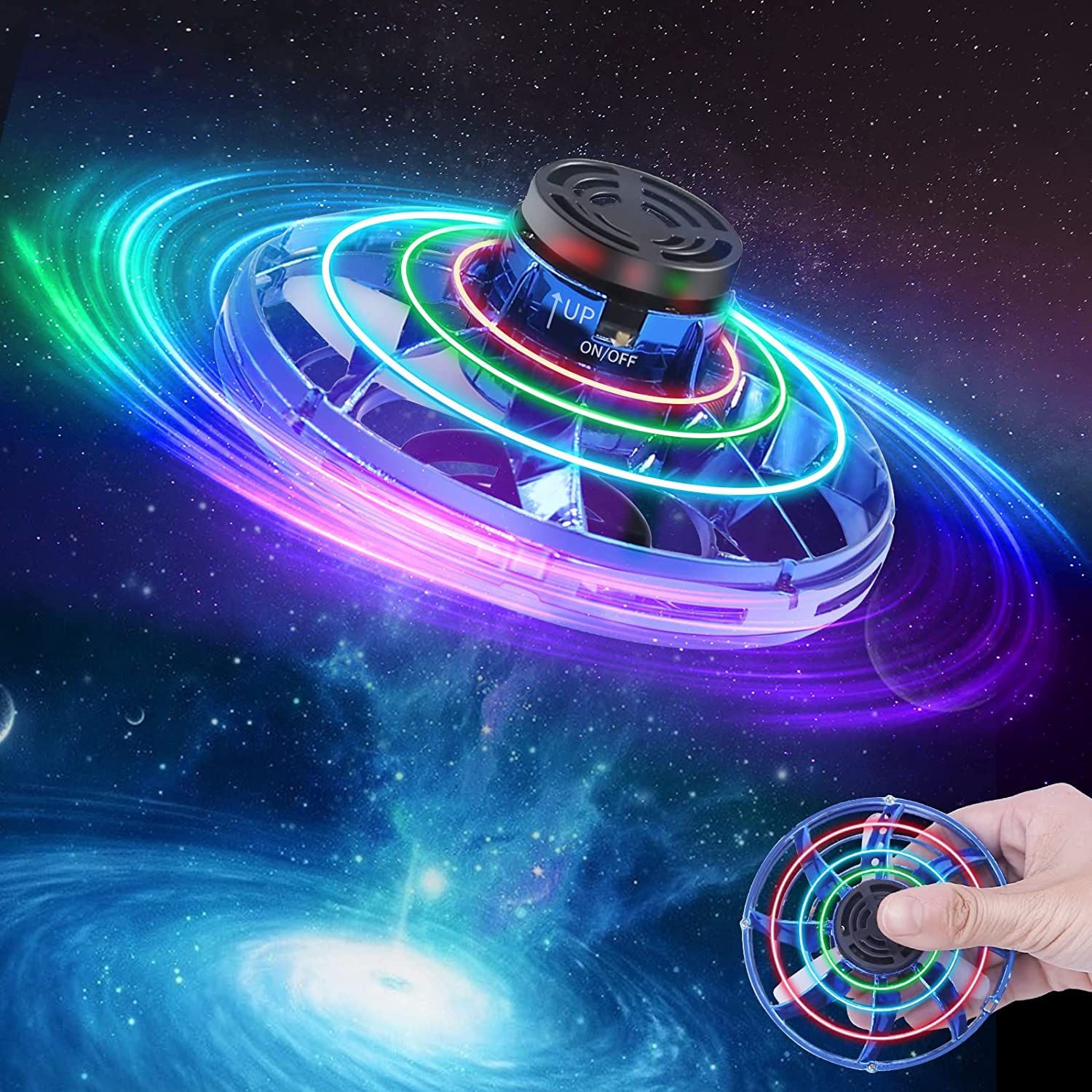 1 pièce Hand Spinner En Volant gyro Boule Avec durable absorption ,  intelligent UFO Spirale À Pointeur , Et À Rabat Capteur , Sécurité Et  Amusant, Mode en ligne