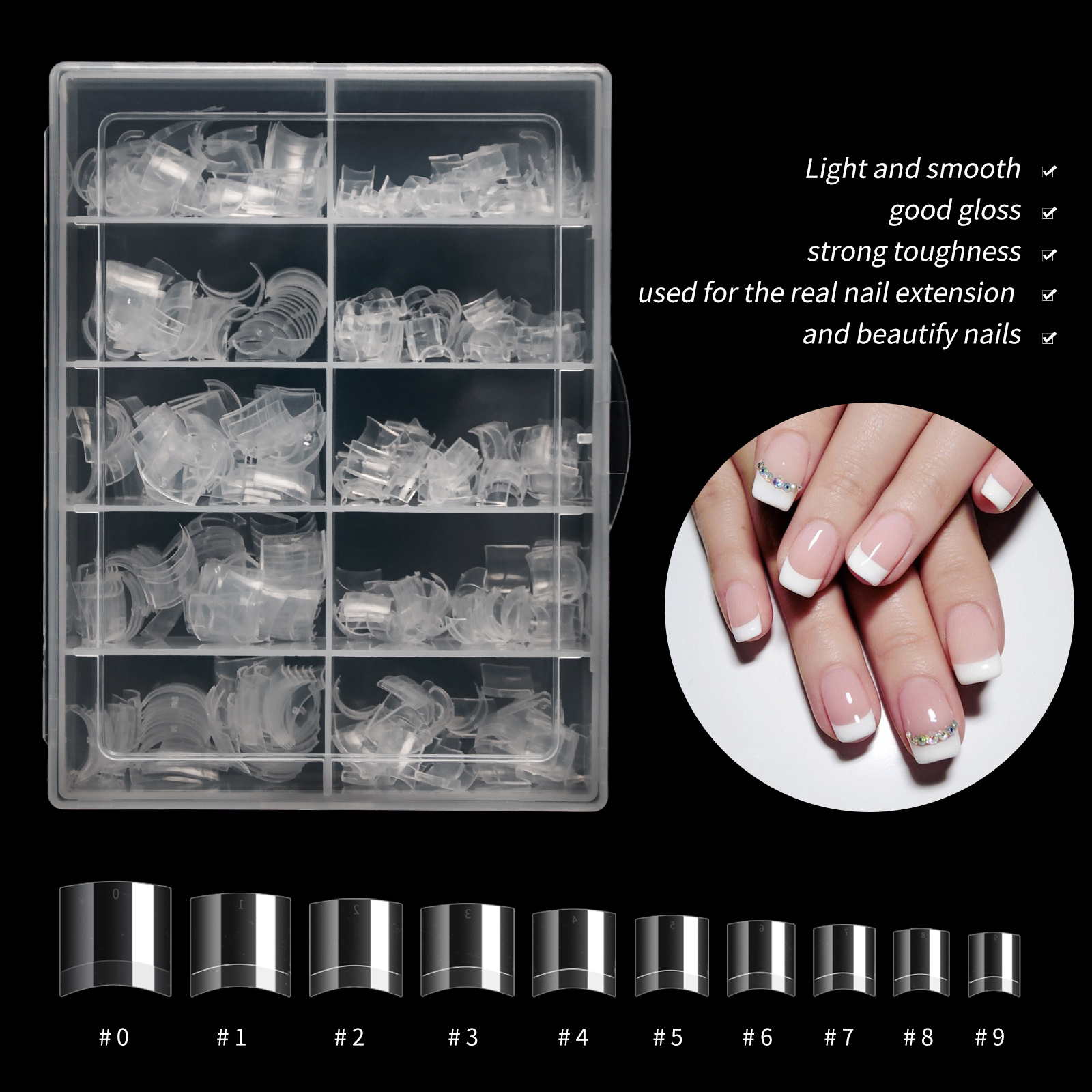 Square Short Clear Nail Tips Half Cover French Acrylic Nail Temu