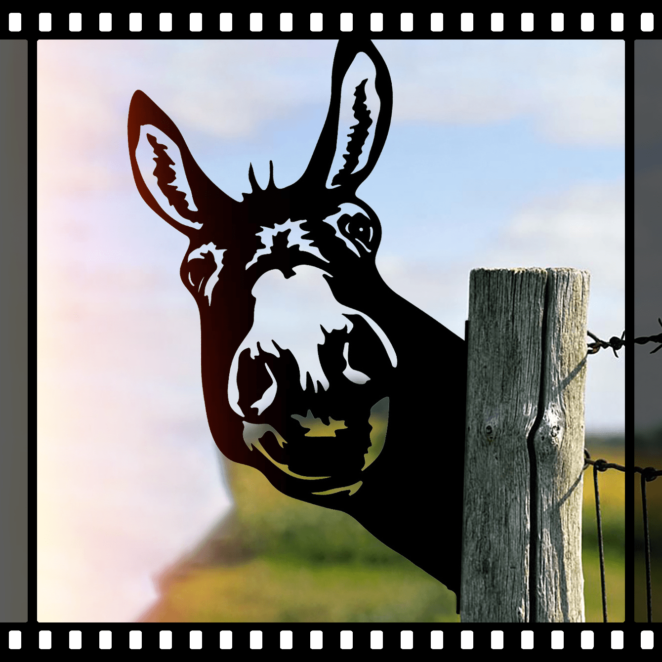 Vintage Peeping Donkey Wall Art - Steel Metal Animal Silhouette Decor ...