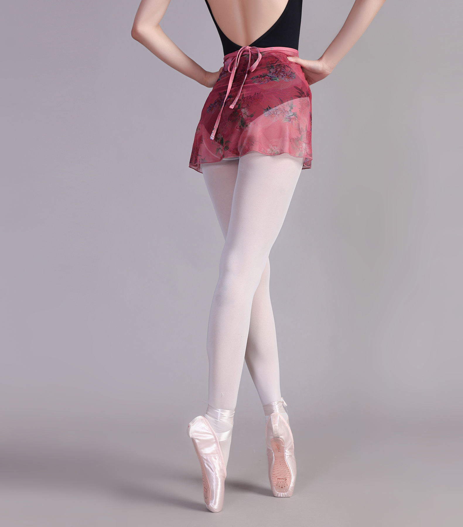 Falda cruzada de baile de malla con estampado de rosas, falda corta de  ballet con lazo elástico, falda cruzada de mujer para patinaje