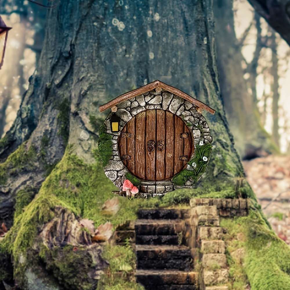 

1pc Miniature Fairy Gnome Door - Add A Magical Touch To Your Garden With This Enchanting Sculpture Decor!