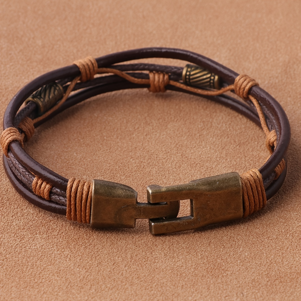 

1pc Men's Vintage Snap Buckle Leather Bracelet