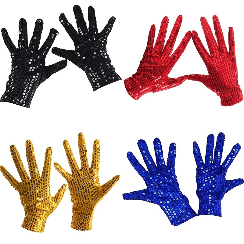 FFtto Rhinestone Gloves for Kids Sparkling Sequin Gloves Costume Gloves for Party Show Halloween Christmas Gift