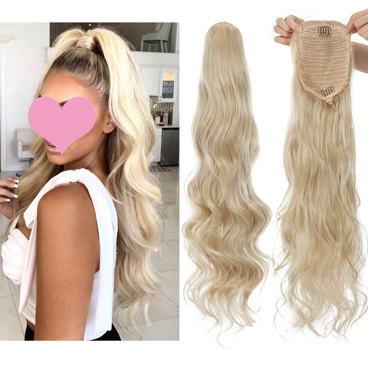 Clip In Hair Extensions As Human Drawstring Ponytail Real Long Thick Hair  Piece Curly Wavy For Woman 24 | Today's Best Daily Deals | Temu