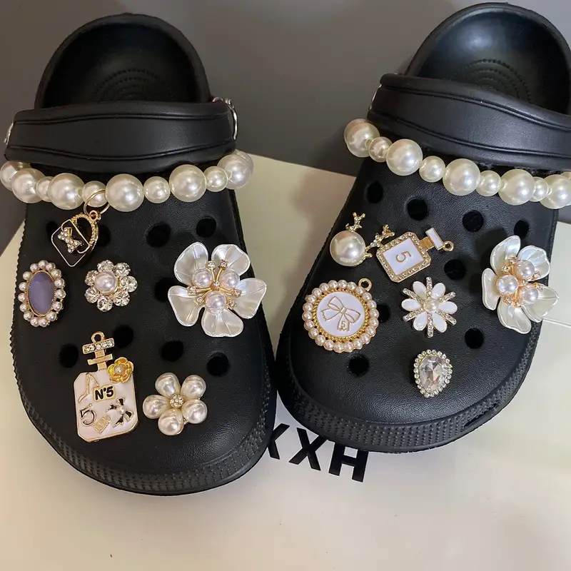 Artificial Pearl Shoe Charms For Girl Women Bling Croc Charms With Shoe  Chains For Women Girls Shoe Accessories For Clog Slippers Party Favor Gifts
