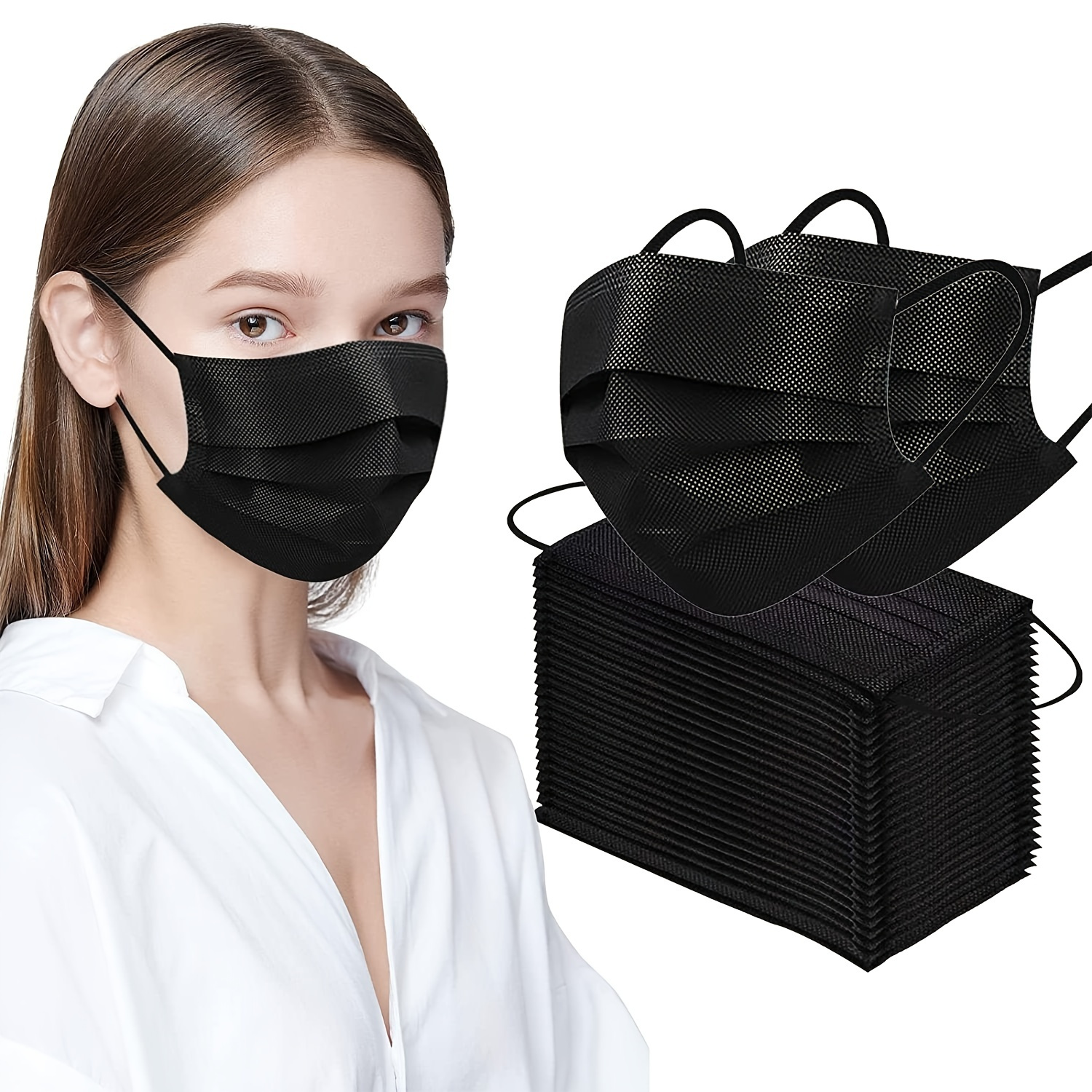 100pcs Disposable Face Masks: Comfort, Adjustable Clip, Skin-Friendly Fabric - Perfect for School, Office & Outdoors!