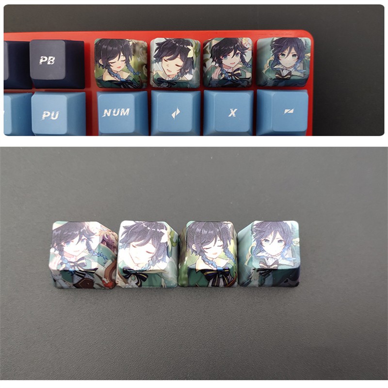 Kawaii gatos anime personalidade bonito rosa keycaps cereja perfil