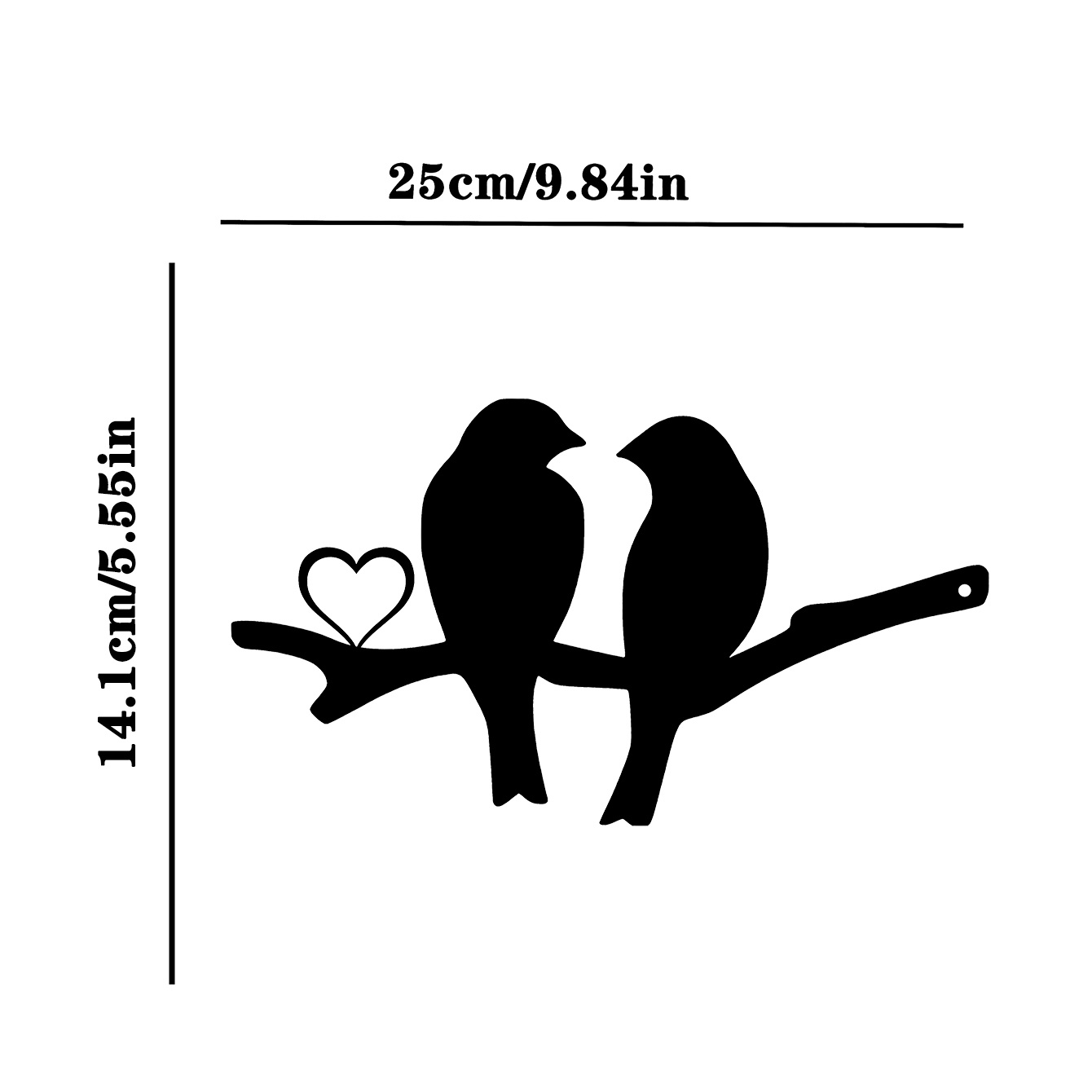 Steel Silhouette Wall Art Two Loving Birds On Branch Perfect For