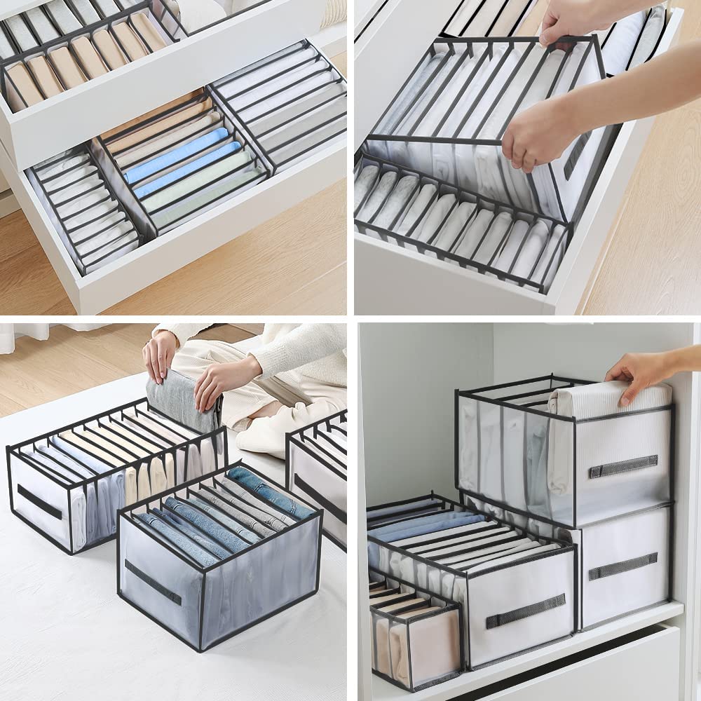 Foldable Mesh Jeans Storage Box Functional Wardrobe Closet - Temu Canada